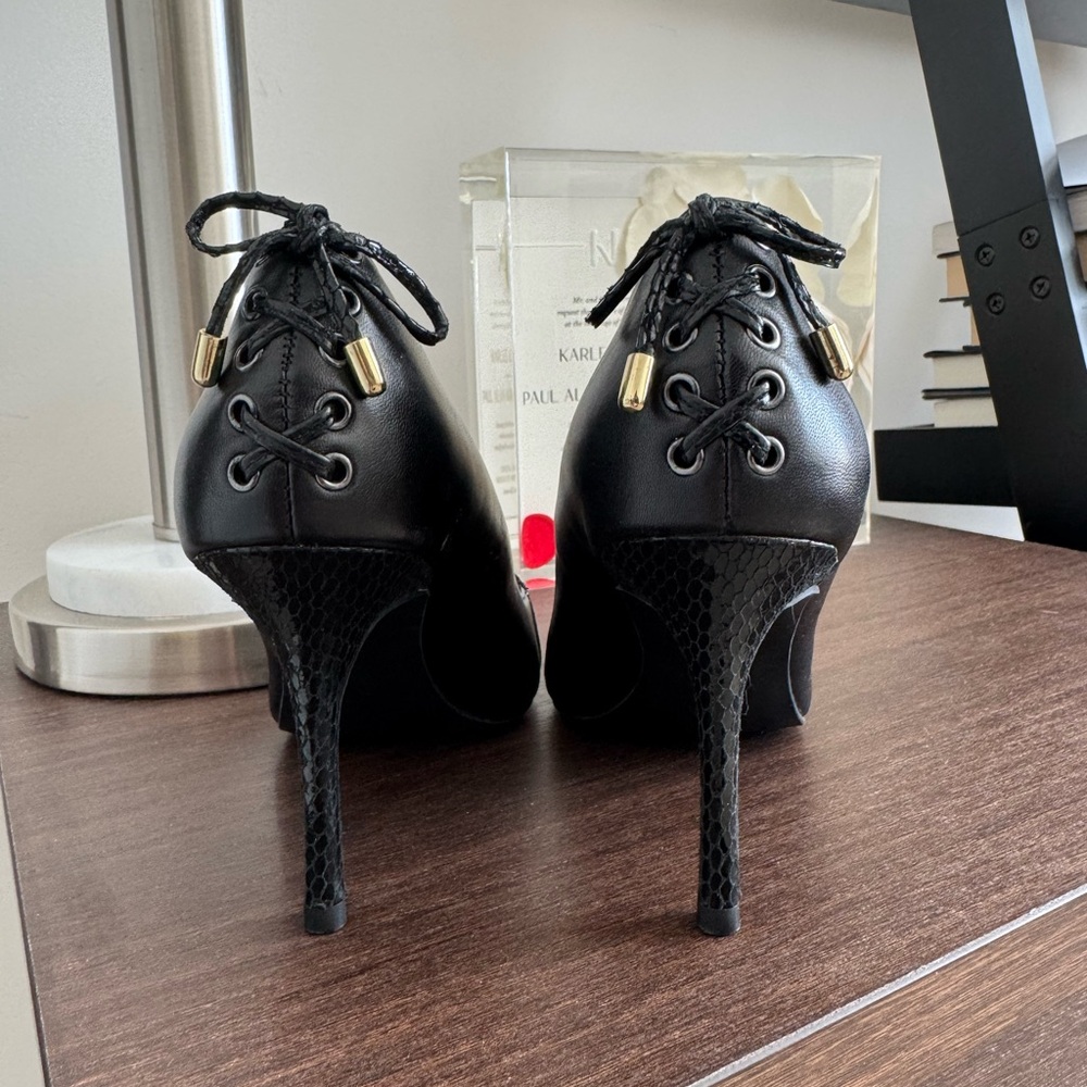 Coach and Four Black Heels with Lace-up detail